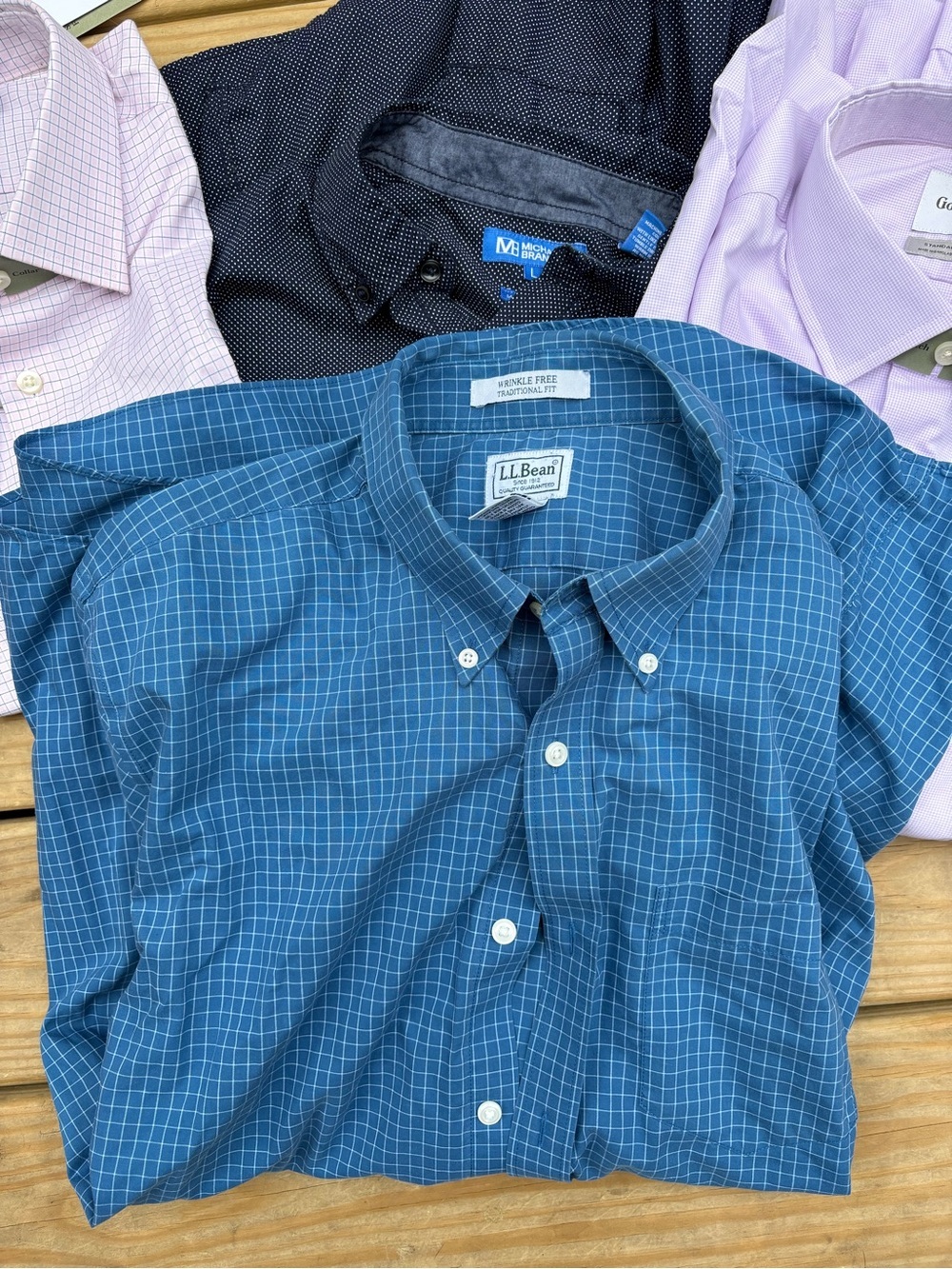 Men’s Large Dress Shirt Lot of 4 L.L.Bean Goodfellow Michael Brandon NWT - Picture 4 of 4